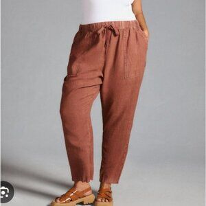 Anthropologie Pilcro Women's Size Small Washed Brown Linen Drawstring Pants